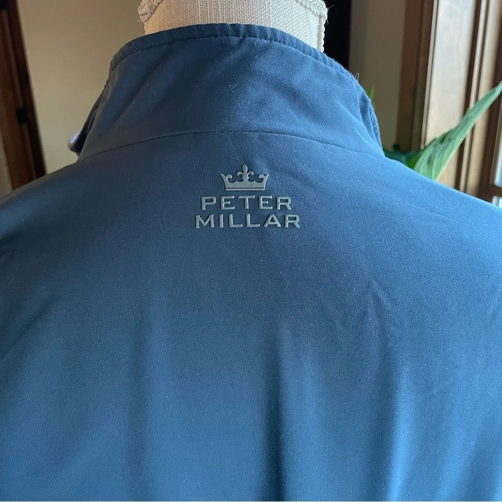 Peter Millar Men's Slate Blue Quarter Zip Reversible Windbreaker Pullover size L